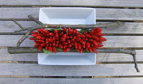 bloemstuk maken met pepers en paprika
