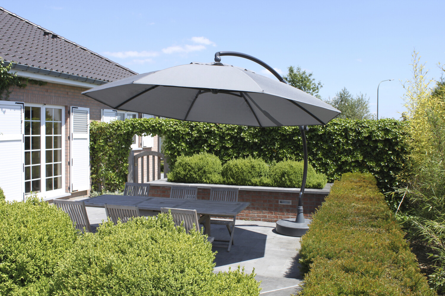 Easy Sun parasol XL375 Olefin met voet titanium - easy sun online shop - 0 - 1