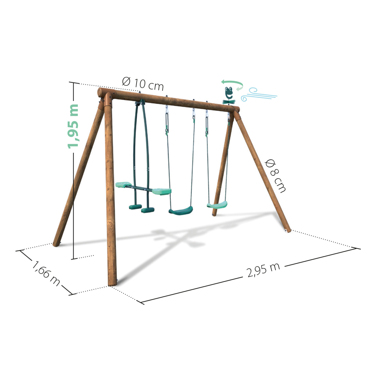Schommel Pacco in hout - Soulet speeltuigen kopen - 0 - 1 - 2