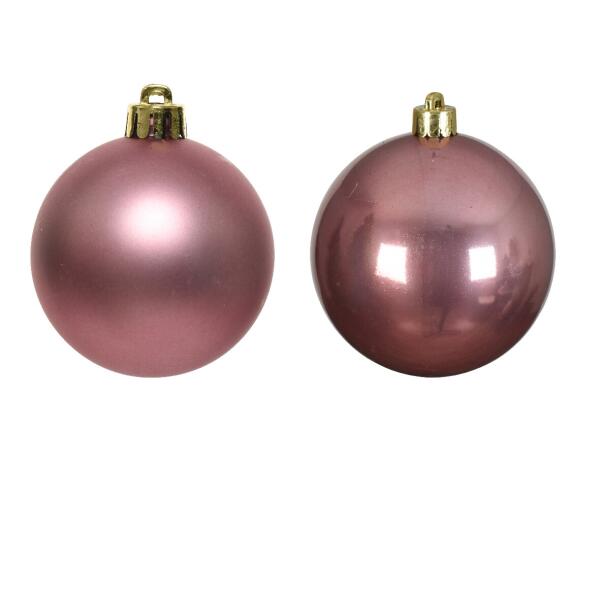  - Kerstballen glas Ø 8 cm velours roze