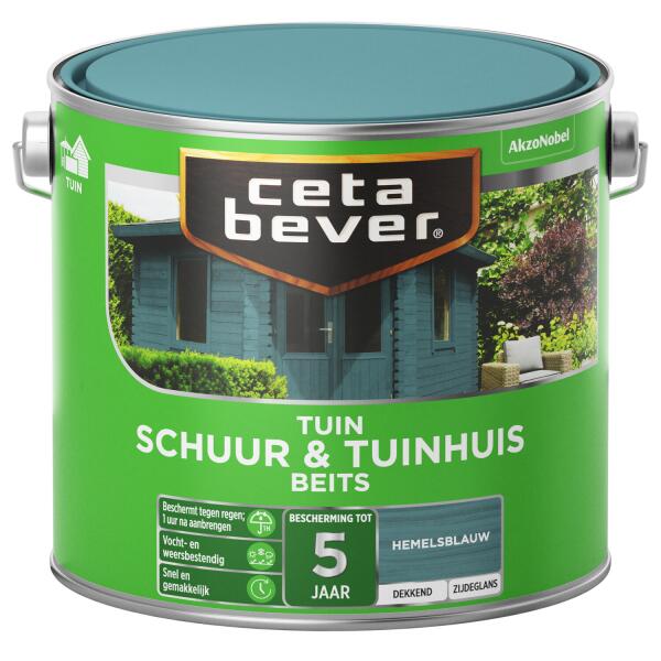 Cetabever Tuinbeits Schuur & Tuinhuis dekkend, hemelsblauw - 2,5 l