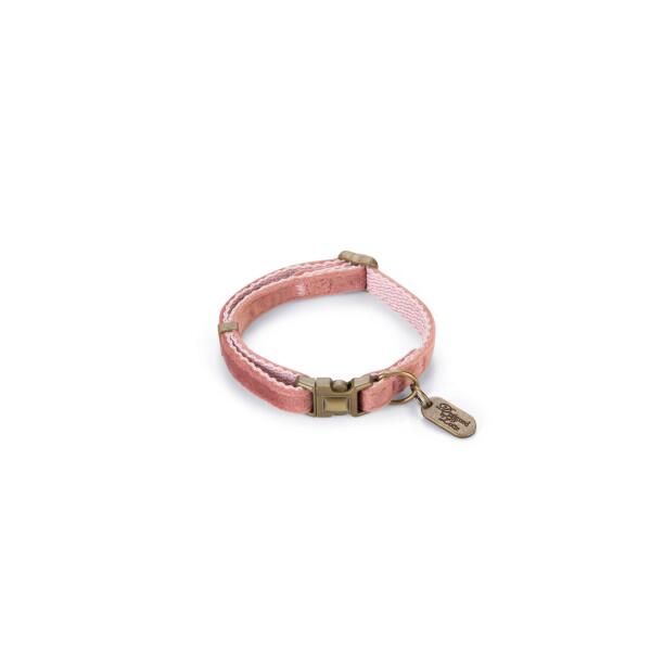 Halsband hond 'Velura' fluweel roze 20-30 cm