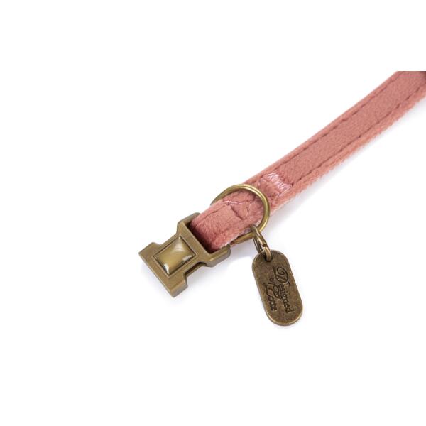  - Halsband hond 'Velura' fluweel roze 20-30 cm