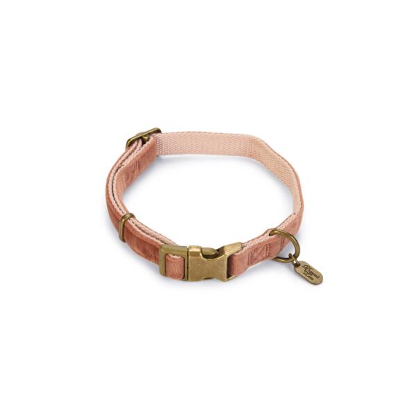 Halsband hond 'Velura' fluweel roze 35-50 cm