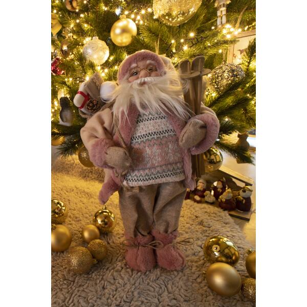 Kerstman staand roze 60 cm
