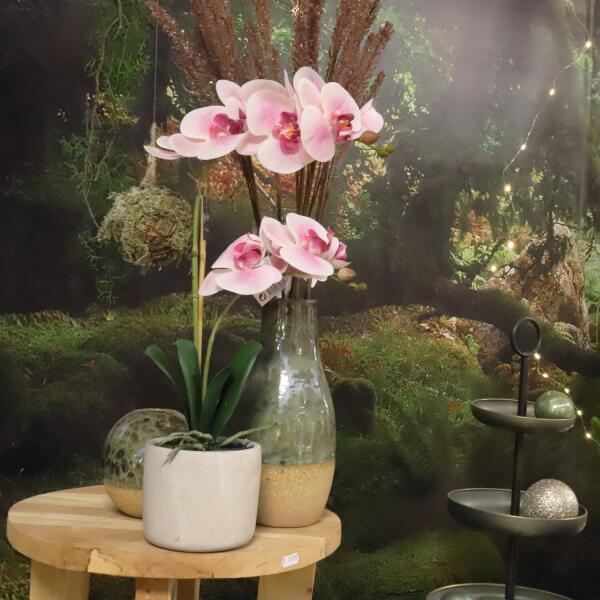  - Kuntstplant orchidee 2 takken - wit/roze