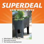 Plantenbak Ratan verhoogd met watergeefsysteem 60 x 25 x 46 cm - grijs