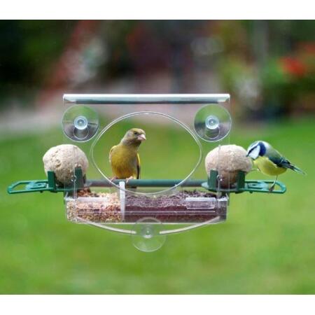 Raamvoederhuis met vetbolhouders kopen - vogels voederen het raam | Winter Seizoen | Tuinadvies