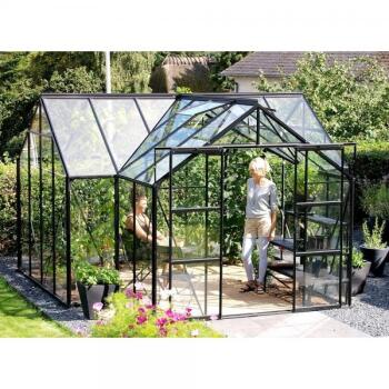 Tuinkas - tuinkamer Sirius zwart + veiligheidsglas 13 m²